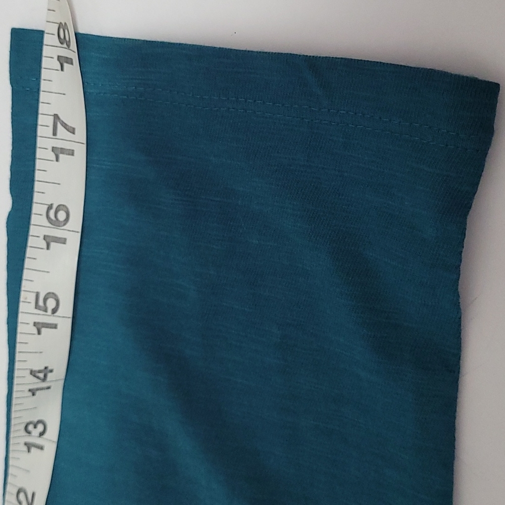 COLD WATER CREEK TEAL BLOUSE 3/4 SLEEVE SEQUIN DETAIL NECK SIZE L - Picture 12 of 12